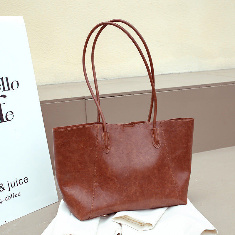 Design women's large capacity tote purse, vintage commuter shoulder bag, versatile underarm tote bag, top handle purse