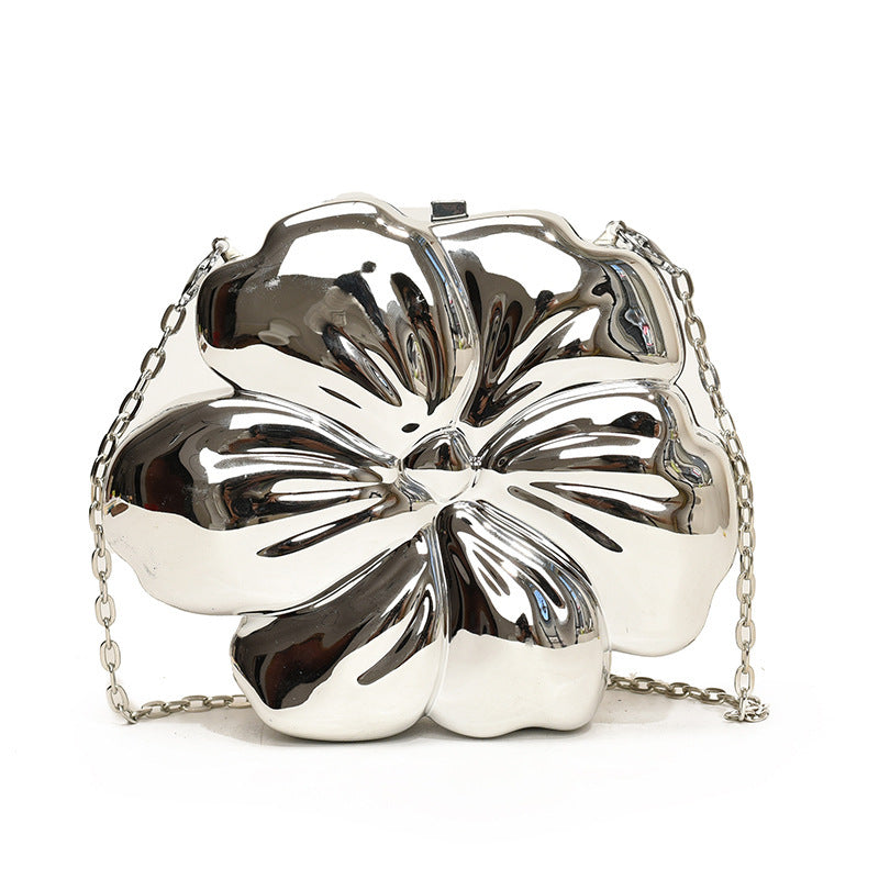 Elegant Flower Gold Acrylic Bag – Mini Dinner Bag & Prom Bag for Weddings, Parties, and Evenings – Stylish Clutch Purse with Glamorous Floral Design