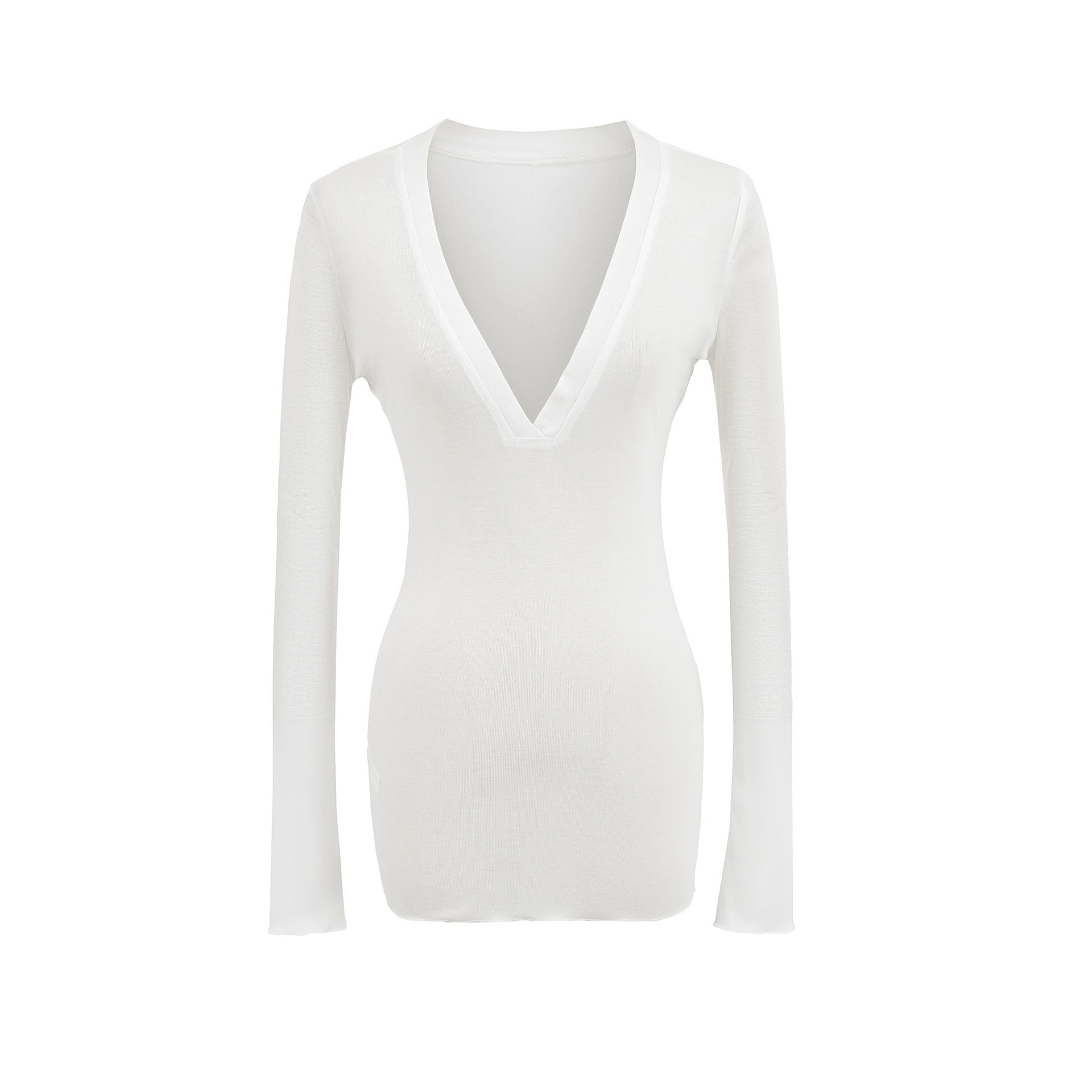 Deep V Neck Sheer T-Shirt