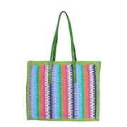 Colorful Large Capacity Woven Shoulder Bag - Beach Straw Tote, Lazy Casual Handheld Purse