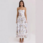 Elegant & Gentle Style Slimming Floral Spaghetti Strap Ethereal Dress