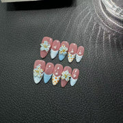 Handcrafted Carved Petals Press on Nails Premium Summer Handcrafted