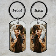 Stainless Steel Necklace Men and Women Personalized Custom Keychain with Pictures - Double Sided Engraving Photo Text Customized Key Chains for Men Boyfriend