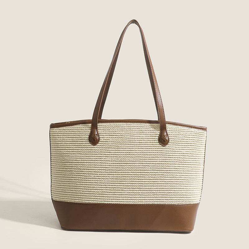 Tote crochet purse, summer retro underarm bag, straw bag large capacity minimalist tote large bag