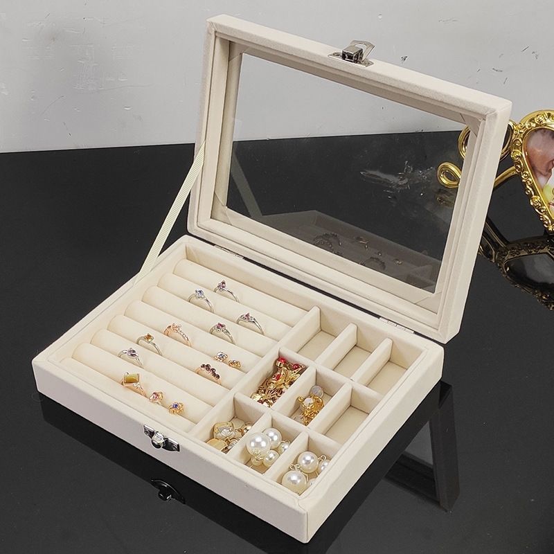 Flannel dustproof jewelry box with lid, ring earrings, earrings, necklace storage box, anti-oxidation jewelry storage box