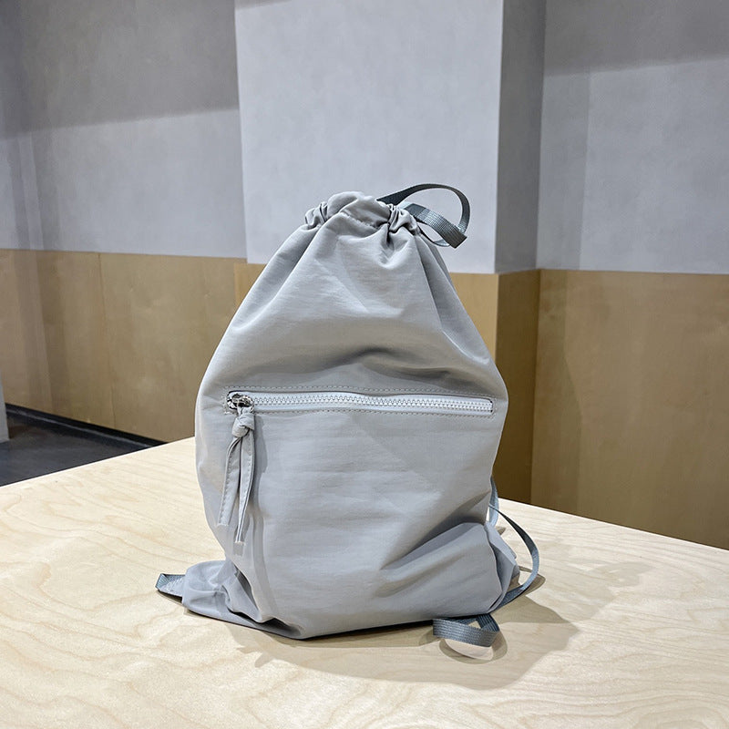 Casual bag women's summer large capacity bundle bucket bag, drawstring fabric backpack unisex, nylon backpack purse lightweight