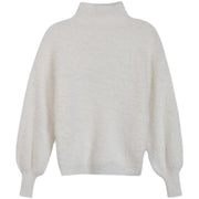 High-Neck Faux Fur Knit Sweater