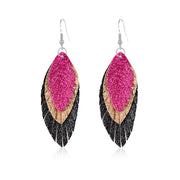 Bohemian Geometric Drop Earrings - Lightweight Feather, Leaf & Multi-Color Fringe Triple Tassel Dangles