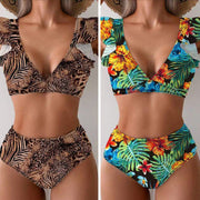 Women's Printed High Waist Bikini Two Piece Sexy Separate Swimwear
