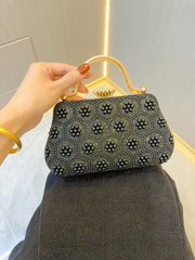 Vintage Pearl Tote Clutch Wedding evening clutch Dinner bag