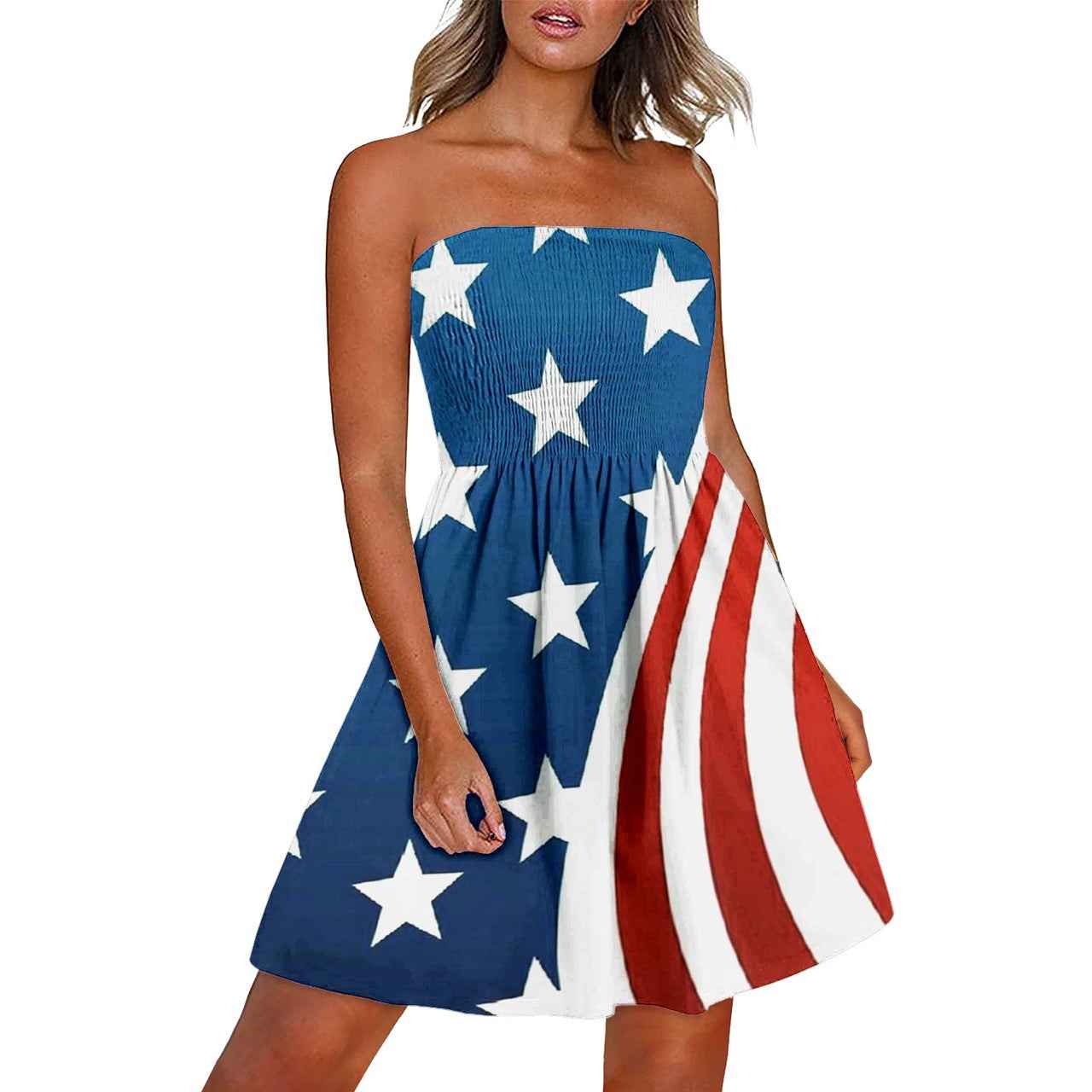 Printed Chest Wrap Dress Summer 3d Dress