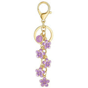Initial Keychain White/Pink Flower Charms for Key Cute Letter Keyring Bag Charm 26 Letter Flower Cherry Blossom Daisy Keychain