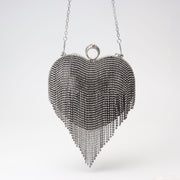 Fringed Rhinestone Bag, Birthday Party purse, Heart Shape Dinner Bag evening Clutch Purse Party, Prom Bag, Party Purse, Prom Bags Clutch, Wedding Purse Crossbody Chain