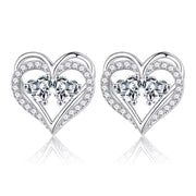 Sterling Silver Birthstone Heart Earrings new