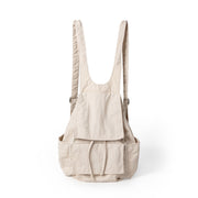 Bag women lightweight nylon backpack purse, pleated multi-pocket large capacity backpack, beige backpack lightweight