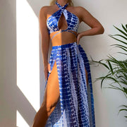 Sexy Printed Two Piece Swimsuit for Women with Split Bikini Three Piece Set