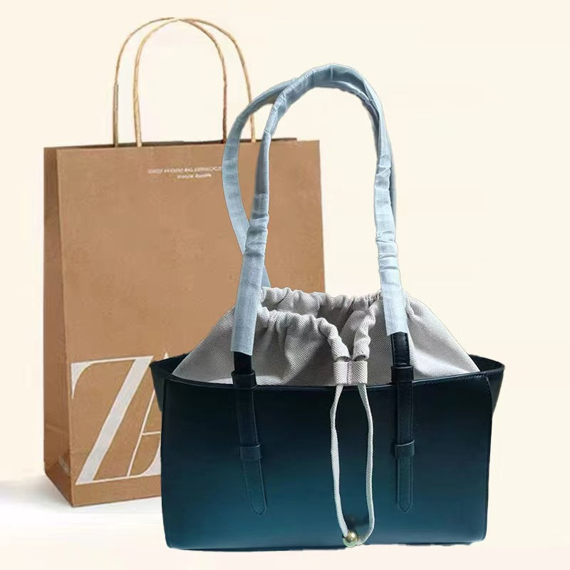 Elegant Women's Tote Purse – Fashionable Versatile Large Capacity Drawstring Bundle, Portable Shoulder Bag with Small Hobo Style hobo