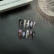 Handcrafted Machine Sweet Cool Mechanical Pattern Spice Girl Stereo Snake Pattern Cat Eye Blue Black White Metal