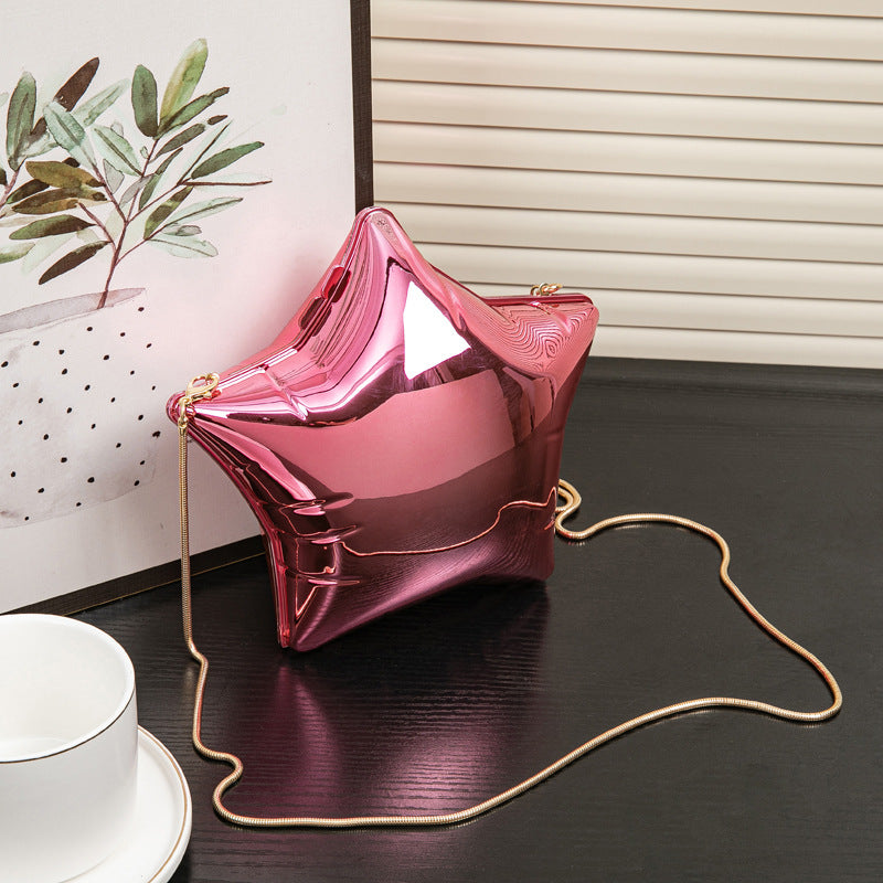 Silver Pentagram Chain evening Bag, Acrylic Mini Change, Key Lipstick Purse, Crossbody Prom Bag, Party Purse, Prom Bags Clutch, Wedding Purse
