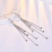 Long Beaded Fringe Earrings