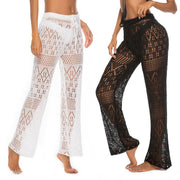 Solid color sexy ladies nightclub sexy see-through cut-out woven anti-hiccup trousers hooked beach pants