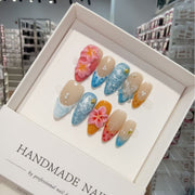 3D Carved Jellyfish Summer Ocean Love 3D Handmade Press on Nails