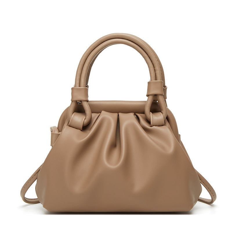 Top handle small purse, small tote purse with crossbody strap, Versatile pleated stylish underarm bag