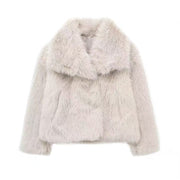 Women's Faux Fur Coat with Large Lapel Trendy