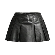 Women's Sexy Crop Top Leather Skirt