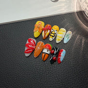 Original high-end pinch three-dimensional carved beetle fake nails autumn and winter wholesale