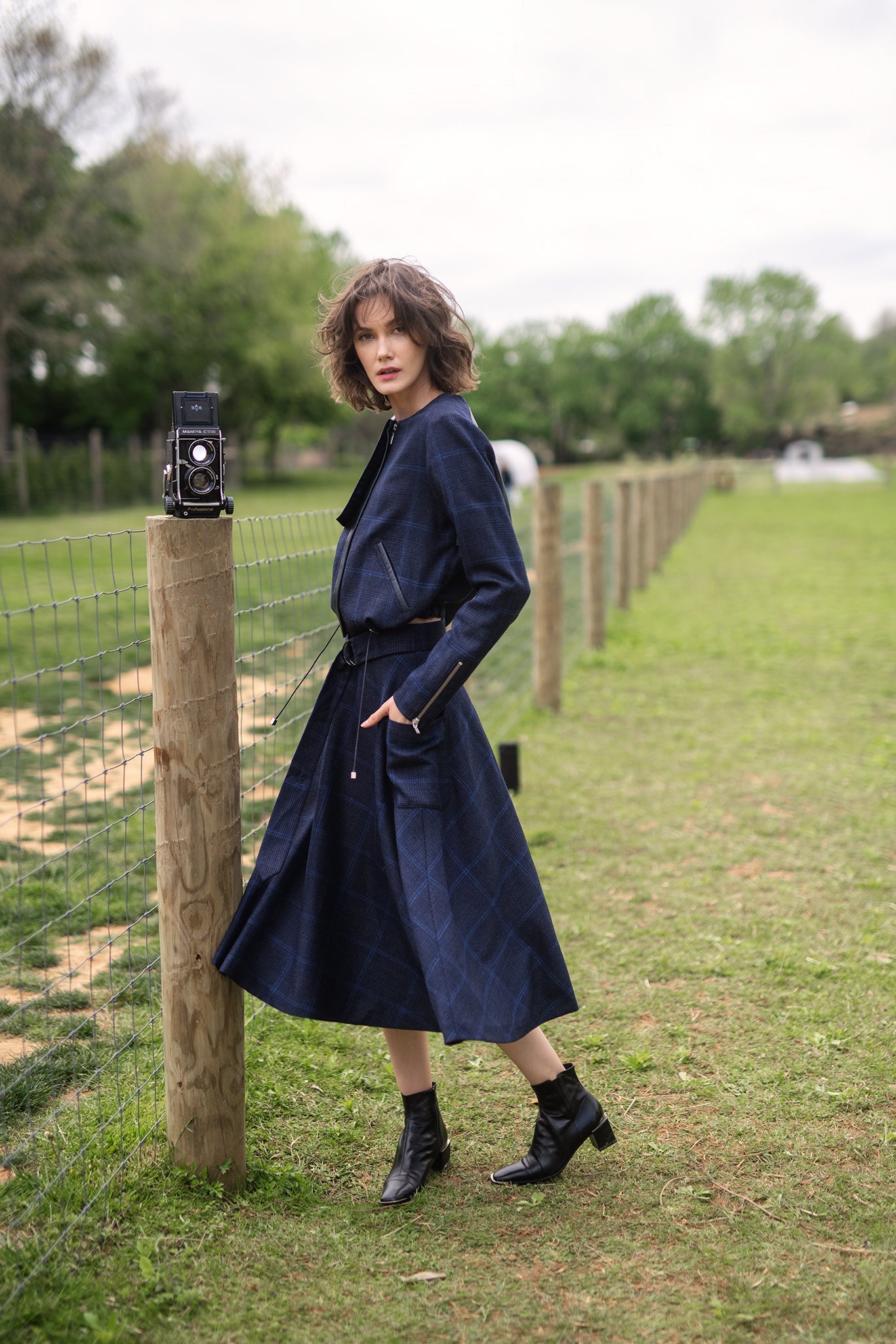 PLAID WOOL SKIRT WITH BUCKLE