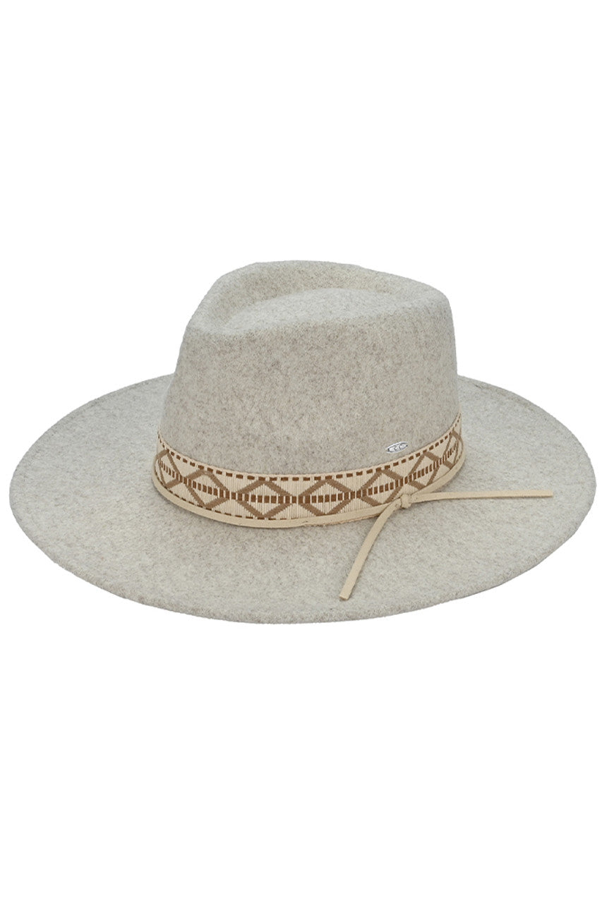 C.C Geometric Trim Band Vegan Felt Panama Hat