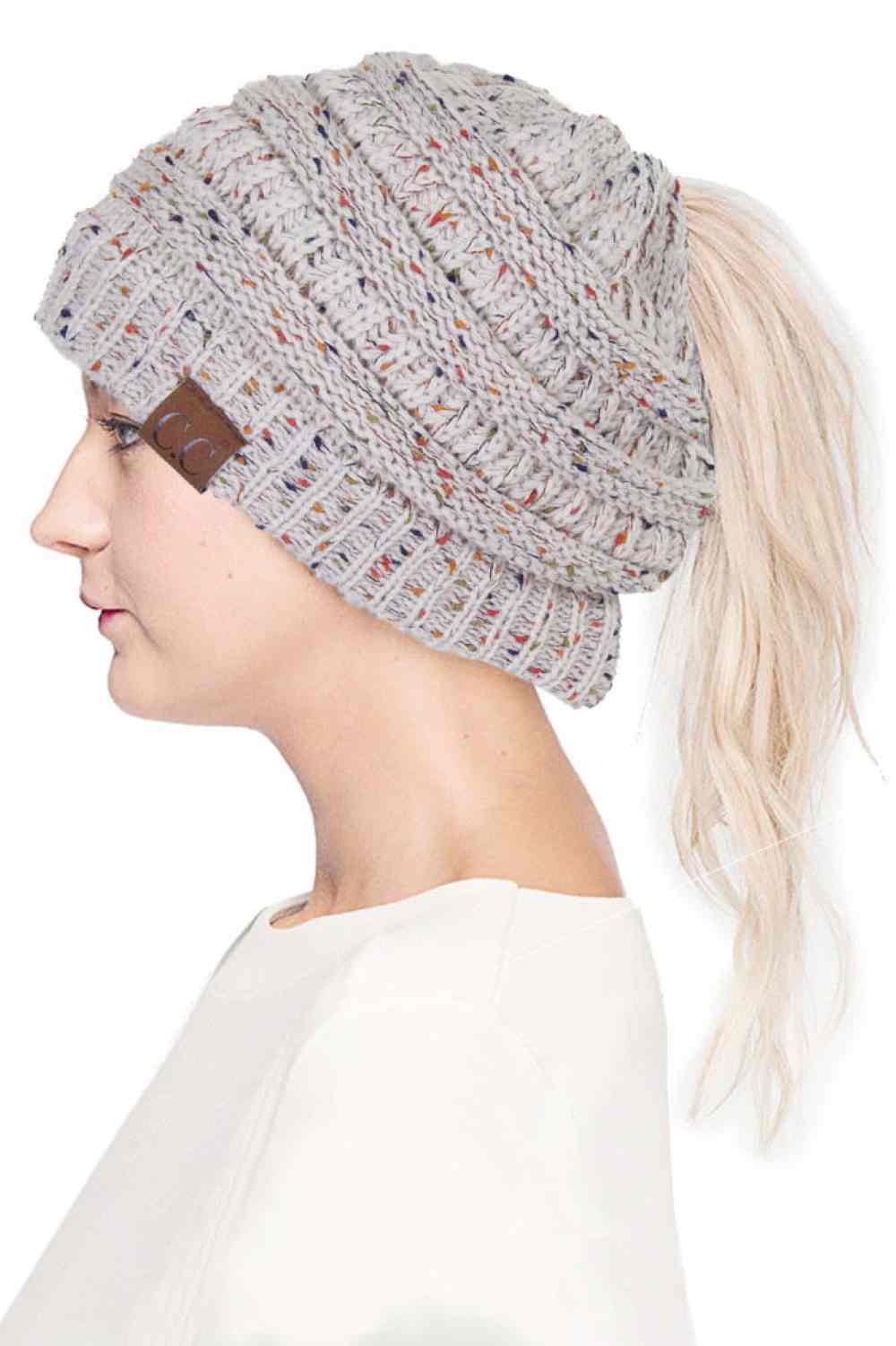 C.C Confetti Ponytail Messy Bun Beanie