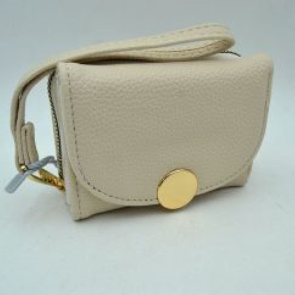 Textured Wristlet Wallet with Metallic Button Accent