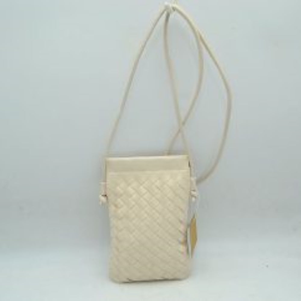 Woven Texture Vertical Phone Pouch Crossbody Bag with Cord Strap