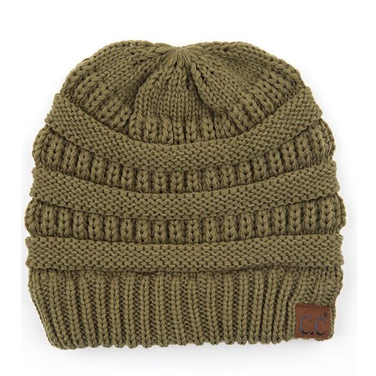 C.C CRISS CROSS PONYTAIL KNIT BEANIE