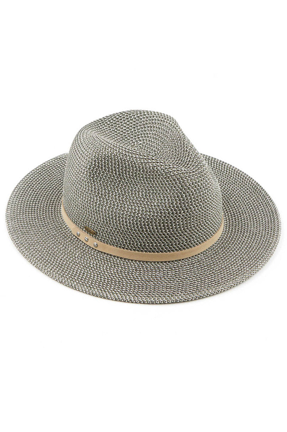 C.C SUEDE BAND TRIM PANAMA SUN HAT