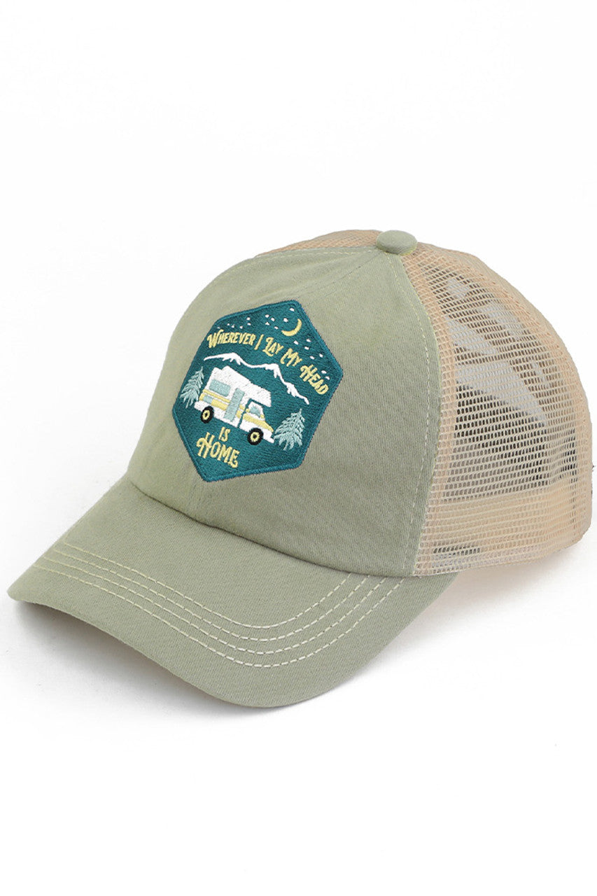 C.C WHEREVER I LAY MY HEAD IS HOME Patch Pony Cap
