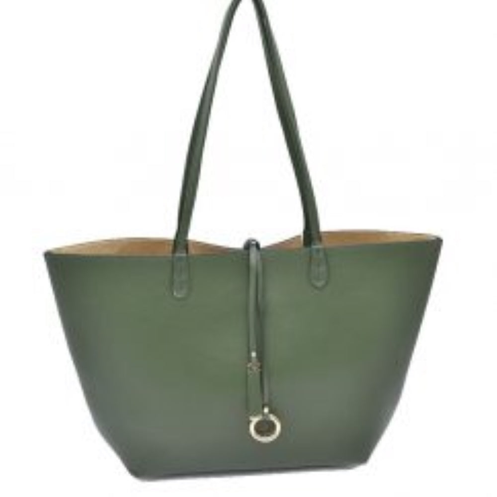 Classic Trapeze Tote Bag with Dual Handles and Ring Detail