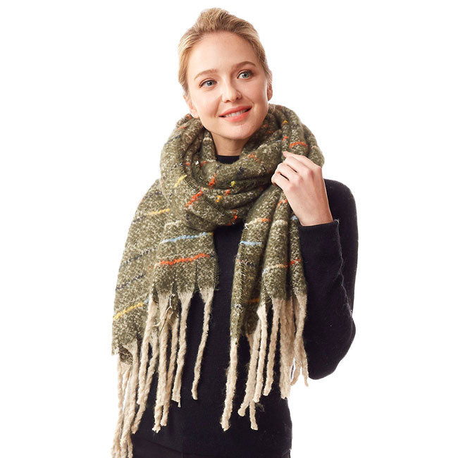 Glitz Colorful Stitch Fuzzy Oblong Scarf