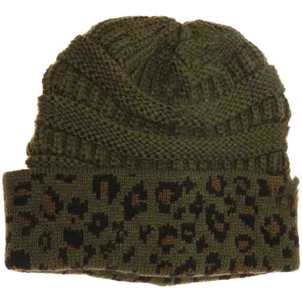 Matching Cuff Leopard Print C.C Beanie