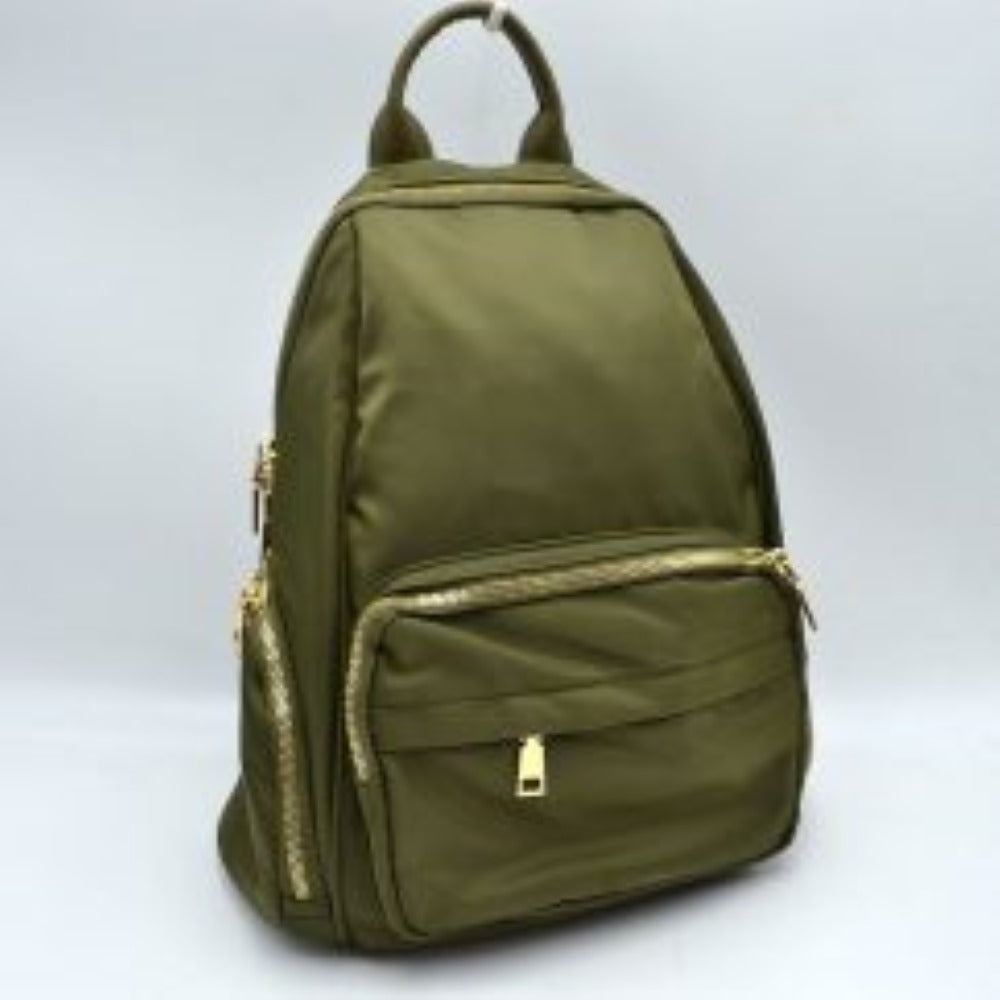 Multi-Pocket Casual Backpack with Metallic Zippers