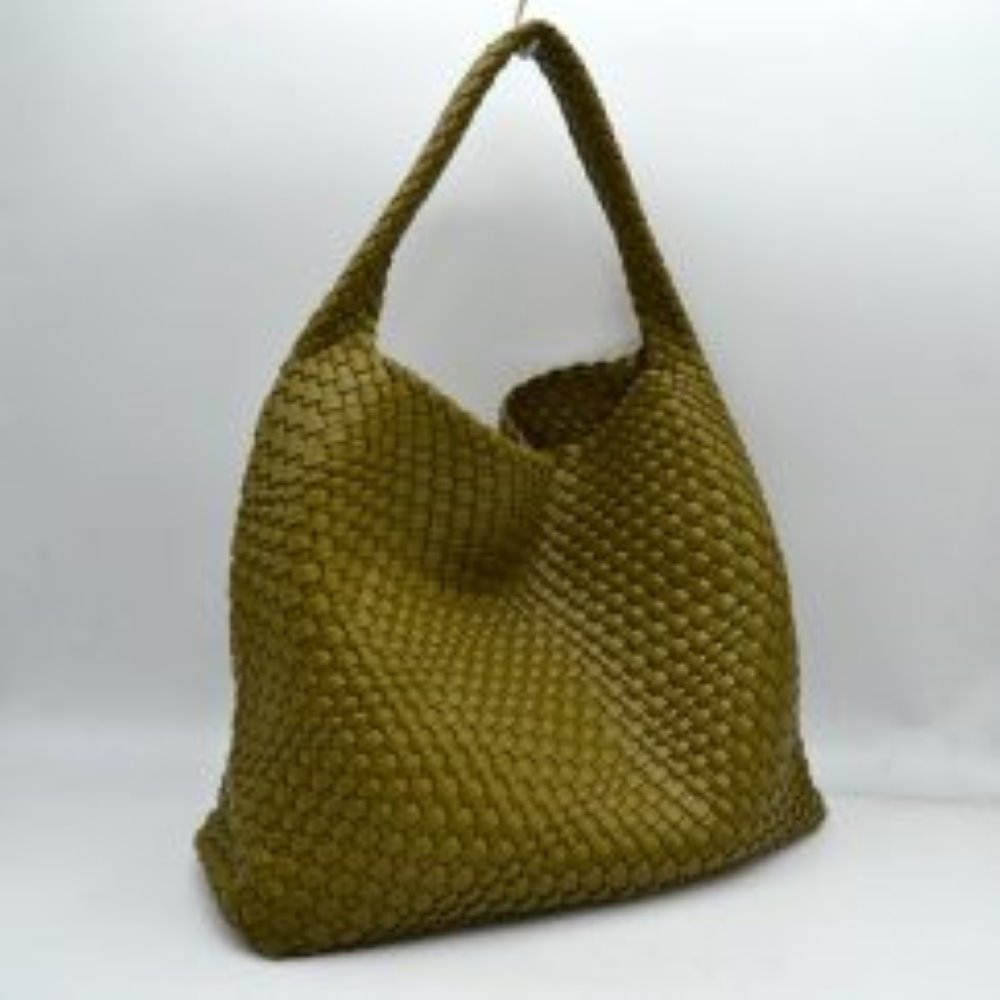 Woven Slouchy Shoulder Bag with Matching Zipper Pouch Set