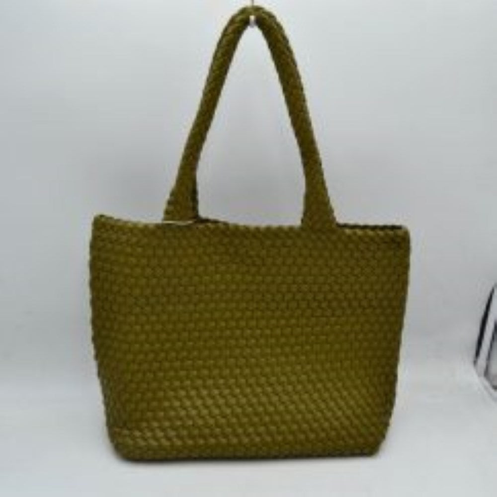 Woven Tote Bag with Matching Zipper Pouch