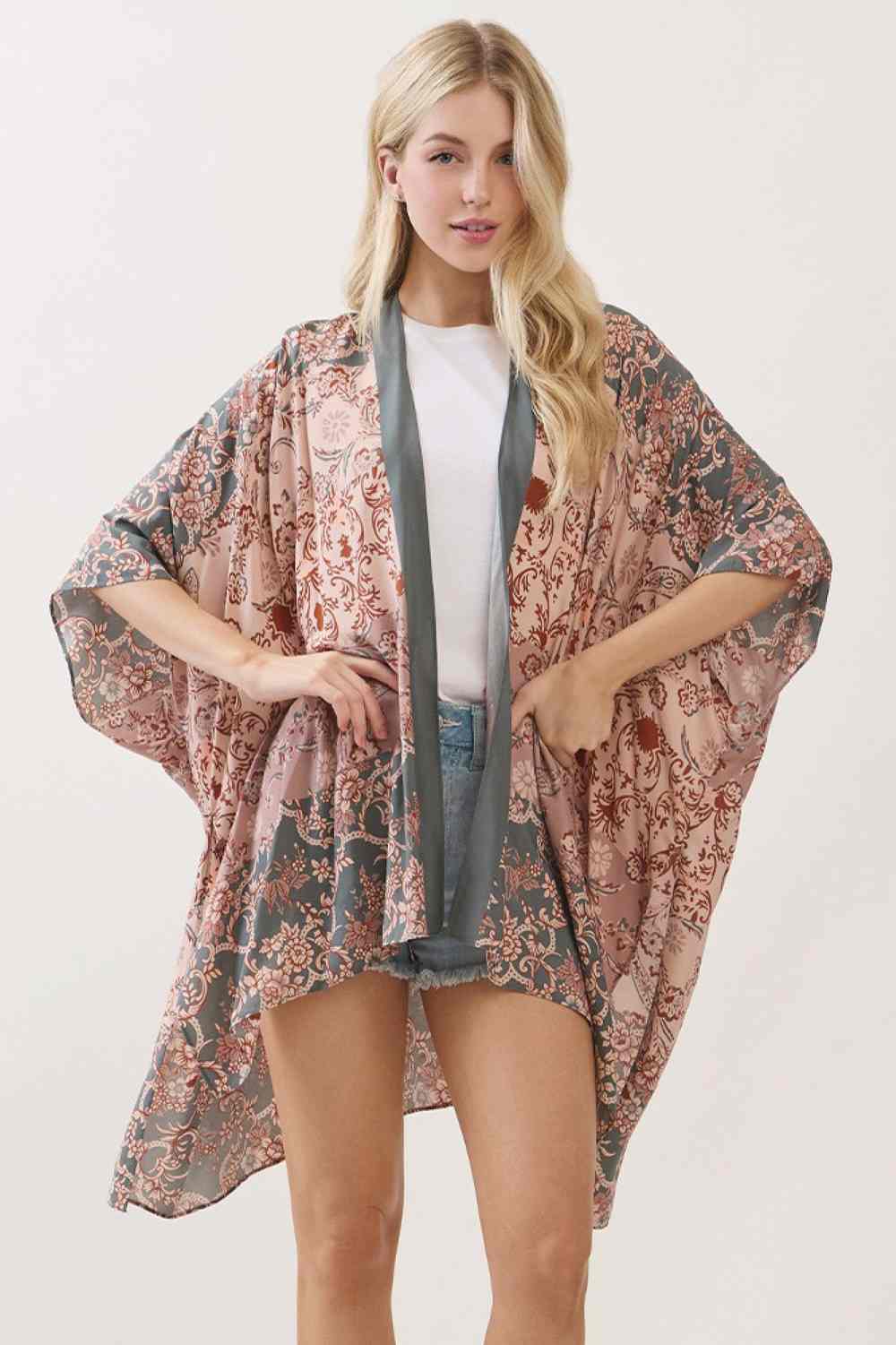 Bohemian Floral Paisley Print Kimono Cover Up