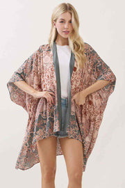 Bohemian Floral Paisley Print Kimono Cover Up