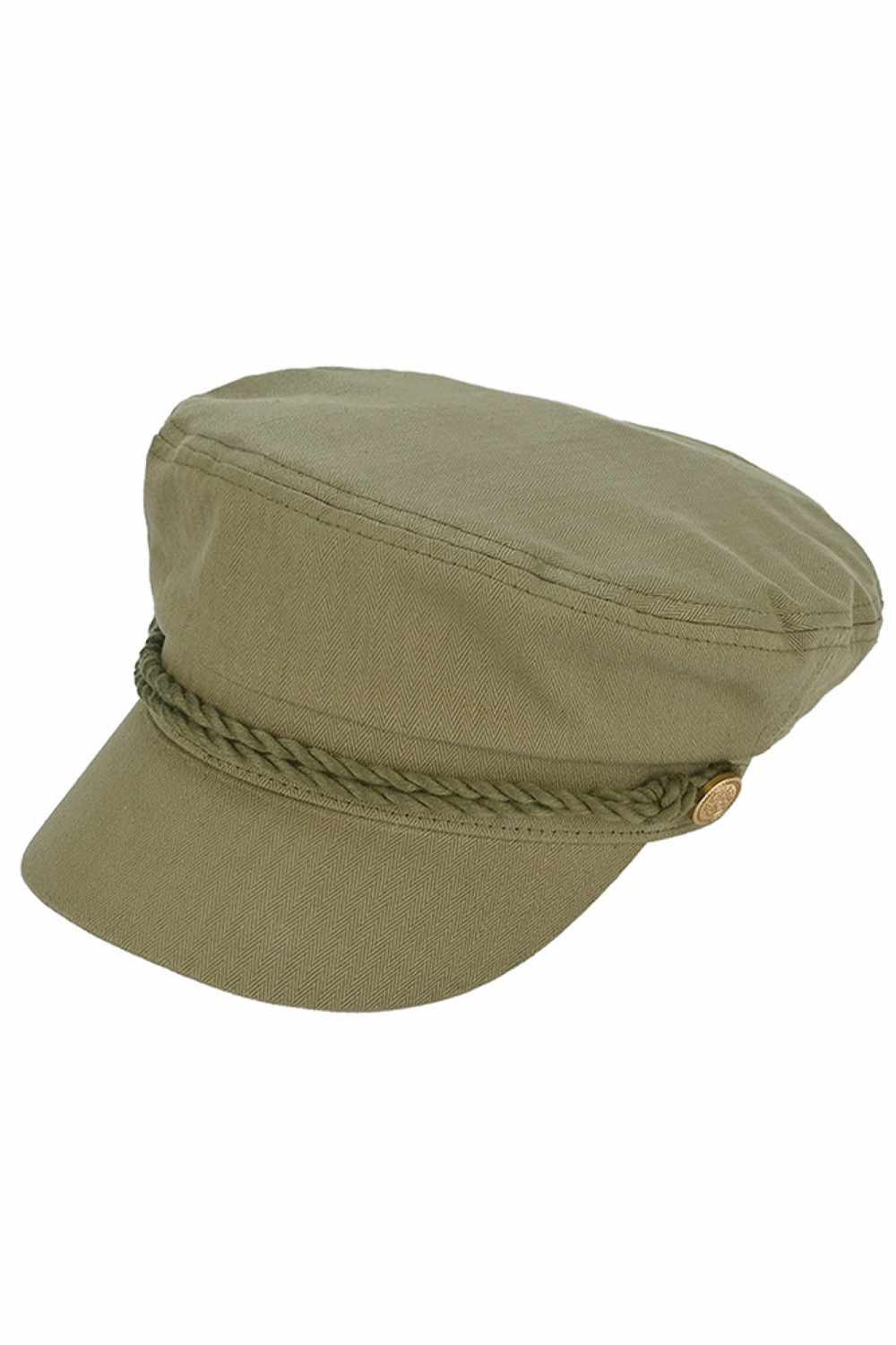 C.C Rope with Button Deco Solid Color Cotton Fish Man Cap