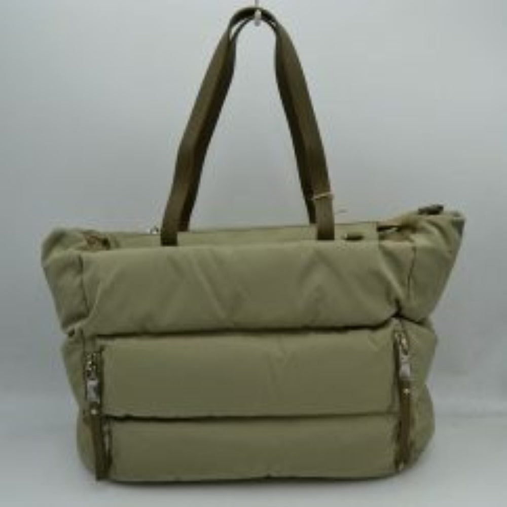 Padded Puffer Tote Bag with Front Zipper Pockets and Removable Strap