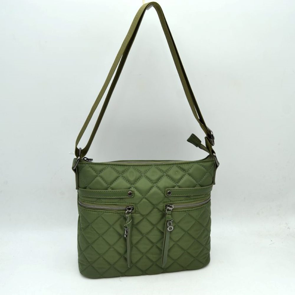 Classic Quilted Nylon Crossbody Bag with Multi-Zipper Pockets
