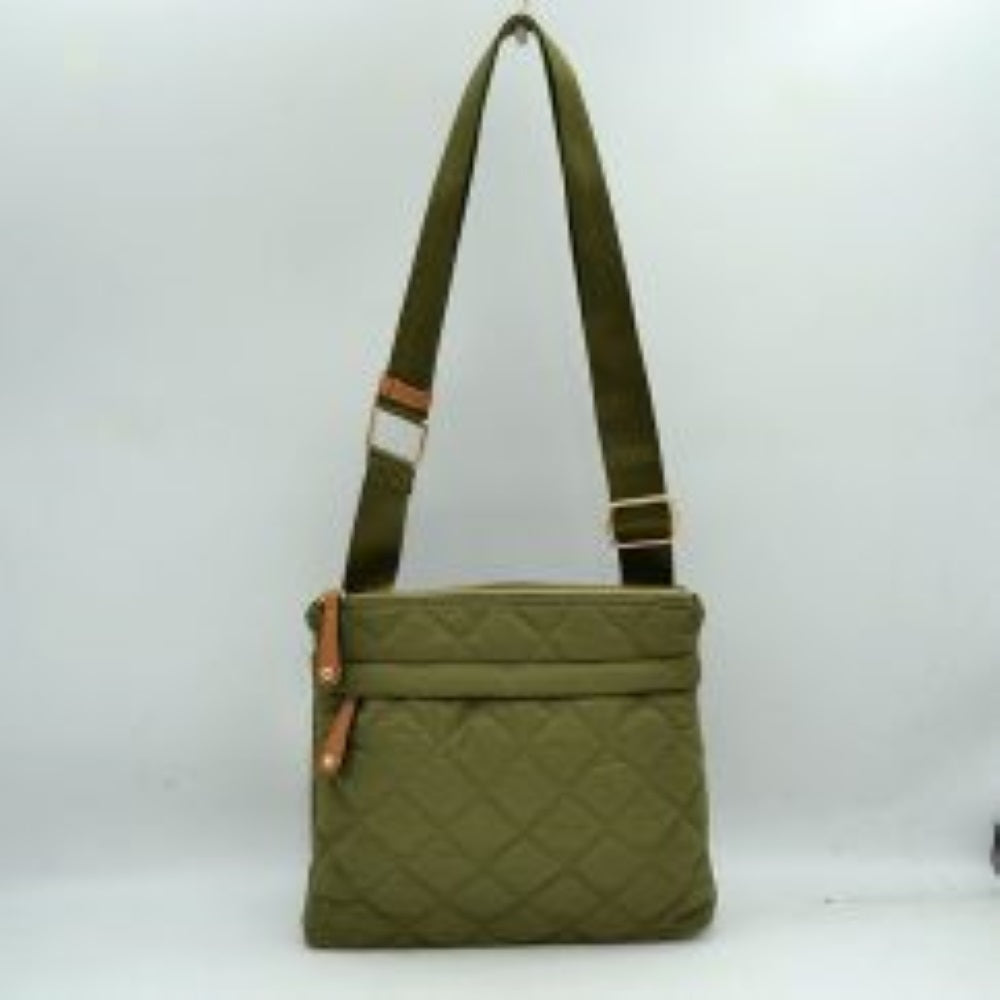 Quilted Crossbody Messenger Bag with Adjustable Strap